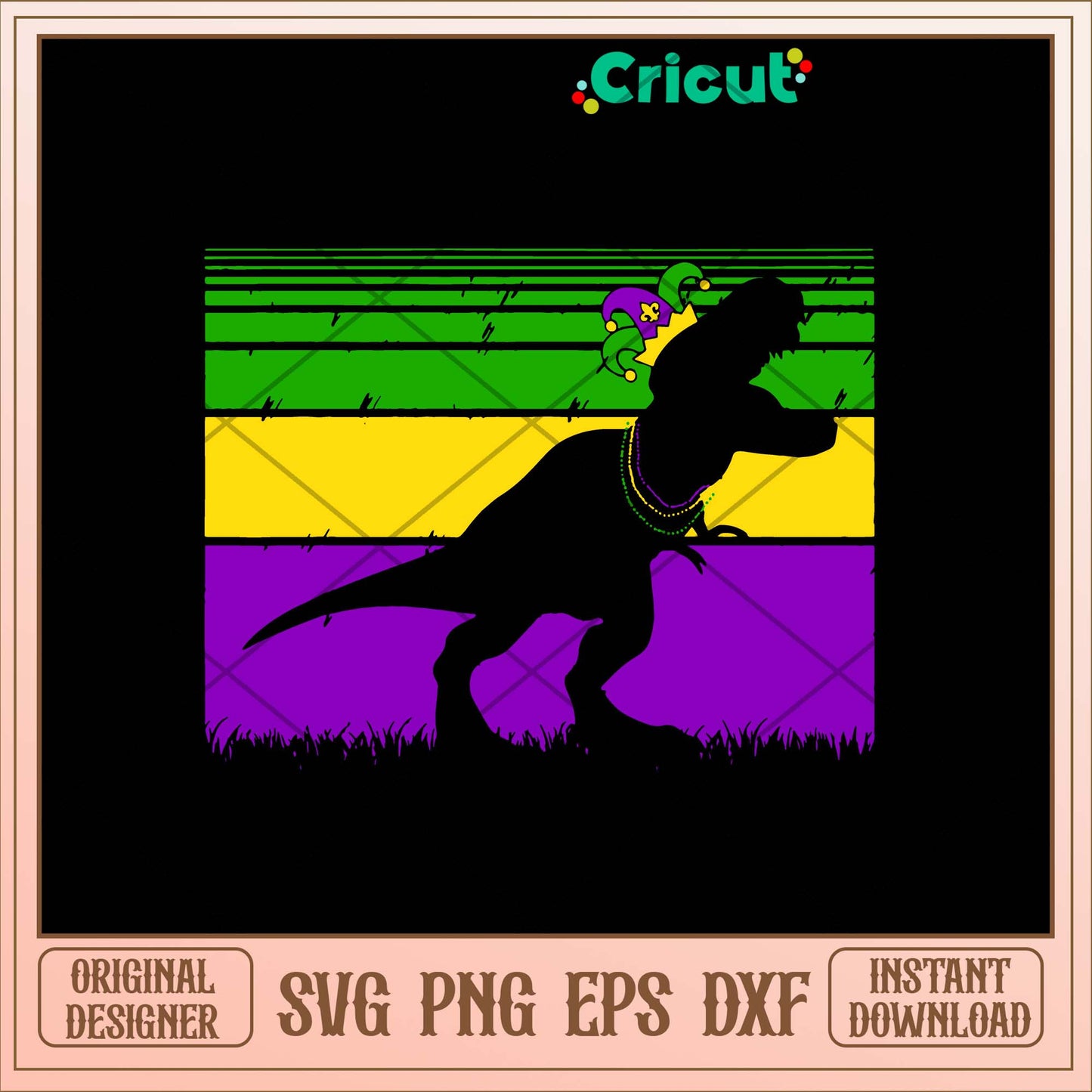 Mardi Gras Dinosaur Svg