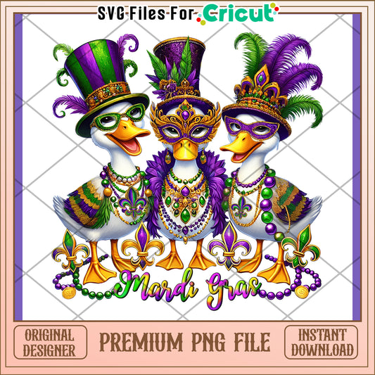 Mardi Gras Ducks PNG Sublimation Design