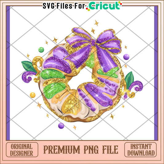 Mardi Gras King Cake PNG Design