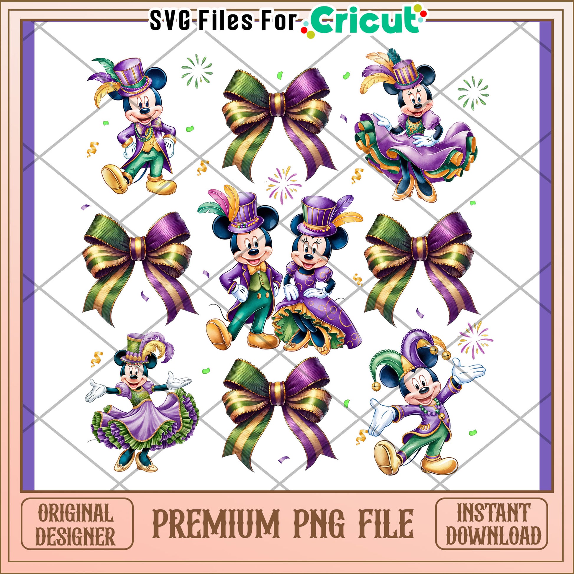 Mardi Gras Mickey Minnie PNG Images
