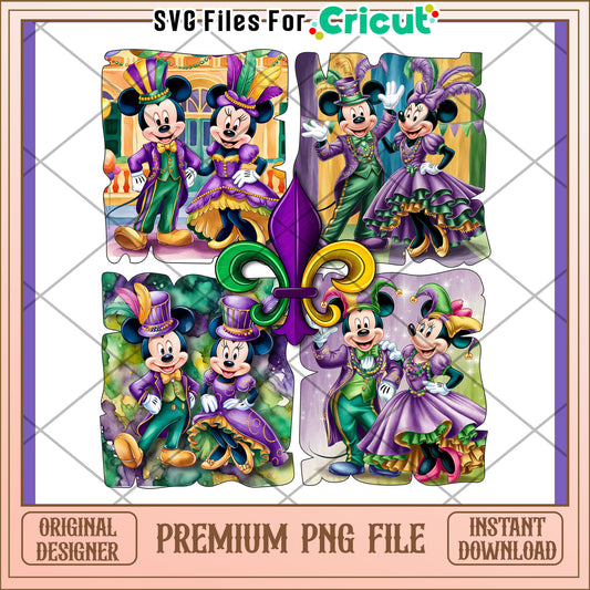 Mardi Gras Mickey Minnie PNG Sublimation