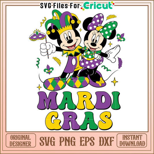 Mardi Gras Mickey Minnie SVG Design