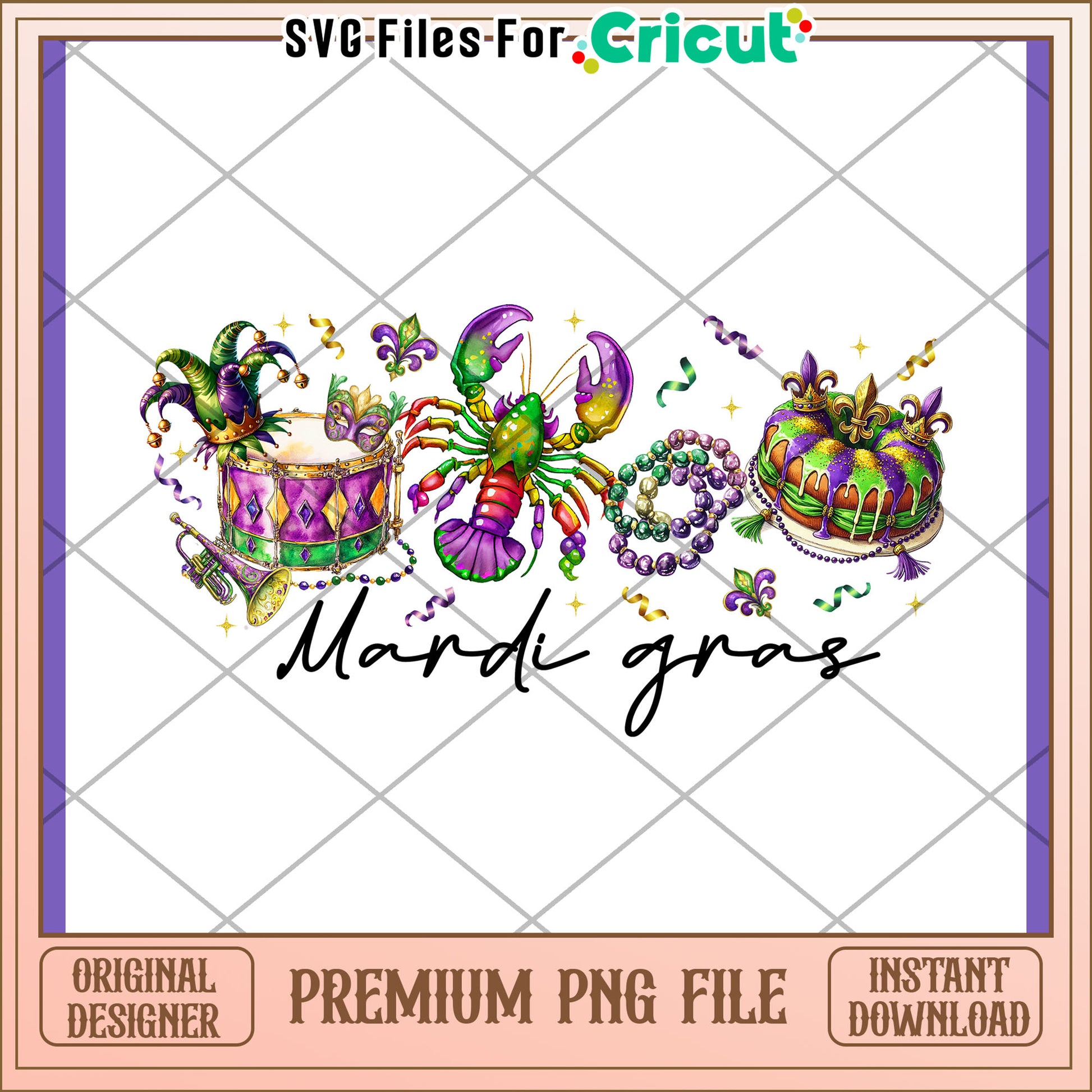 Mardi Gras PNG Design Instant Download