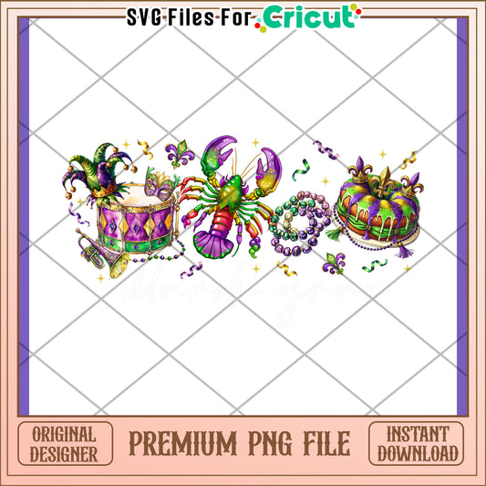 Mardi Gras PNG Design Lobster, King Cake, & More