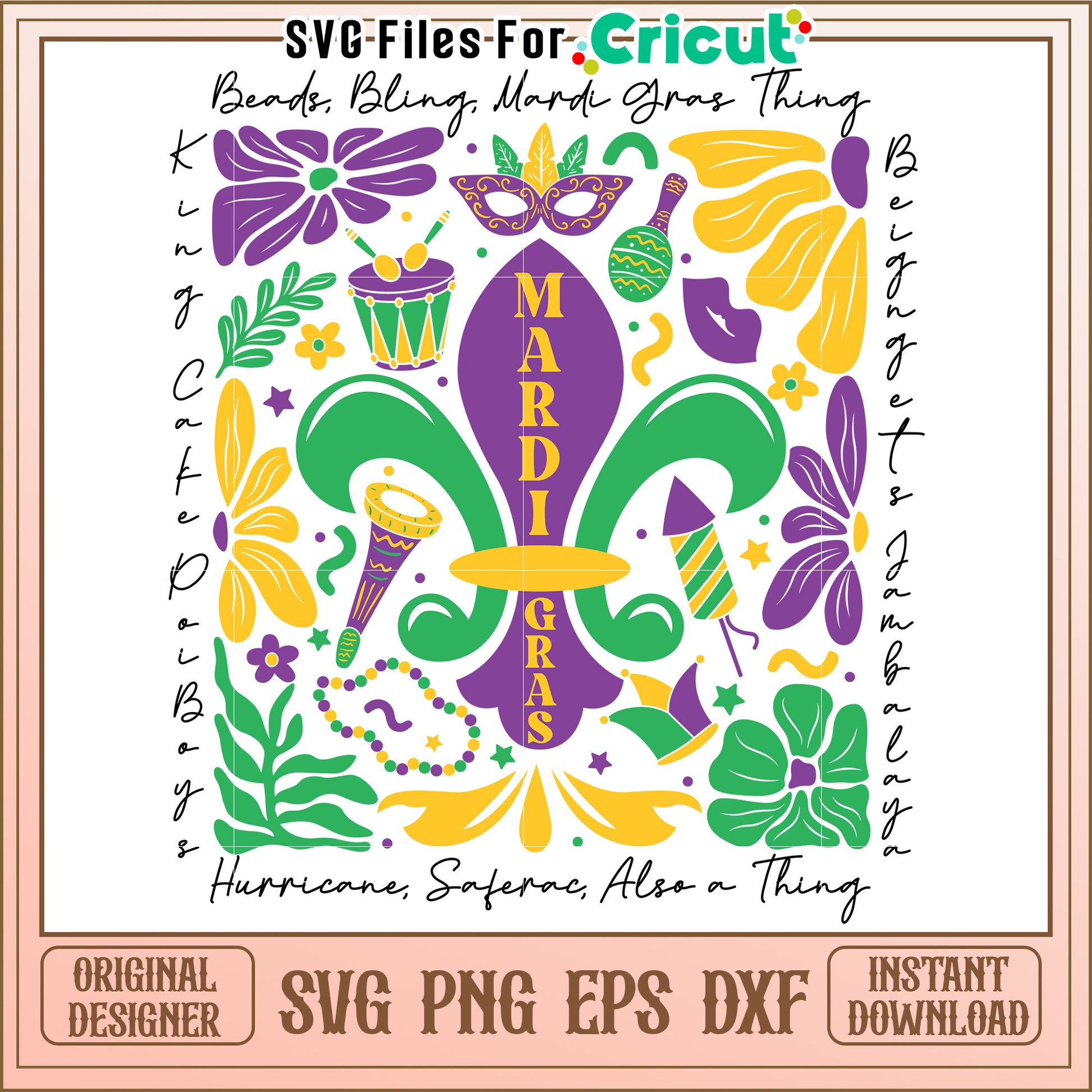 Mardi Gras SVG Design Instant Download