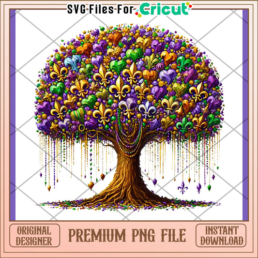 Mardi Gras Tree PNG, Instant Download