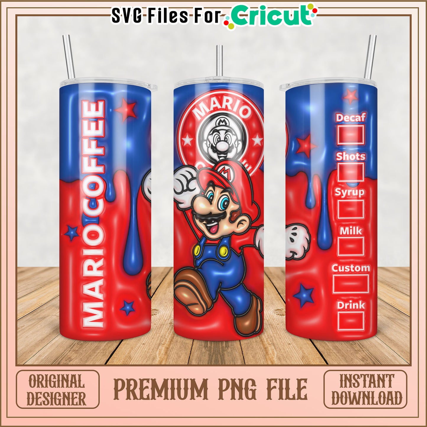 Mario Coffee Tumbler PNG Design