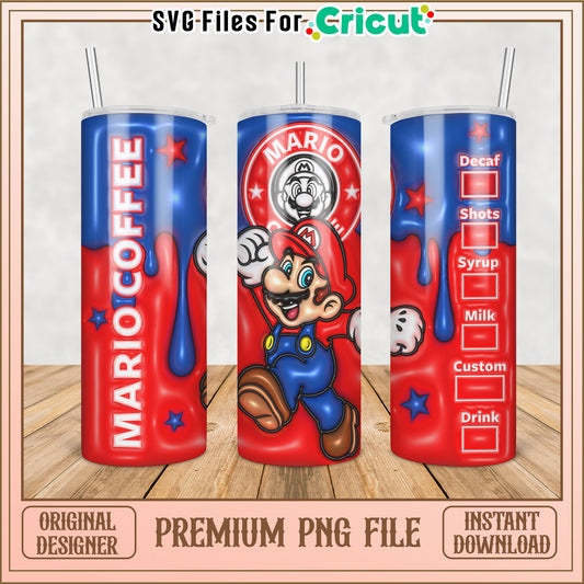 Mario Coffee Tumbler PNG Design