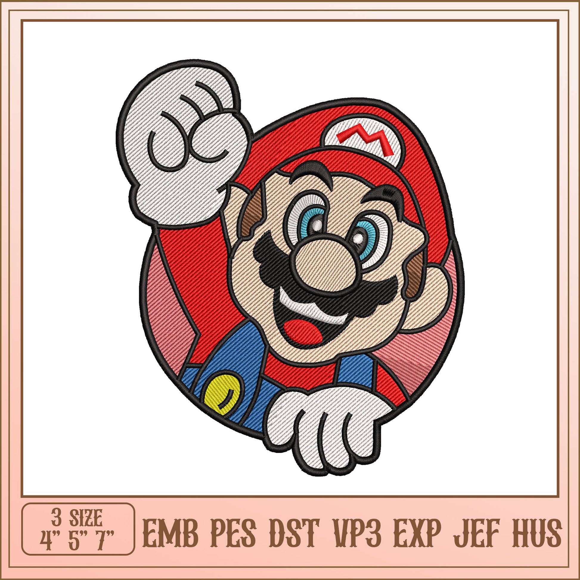 Mario Embroidery Design - 3 Sizes