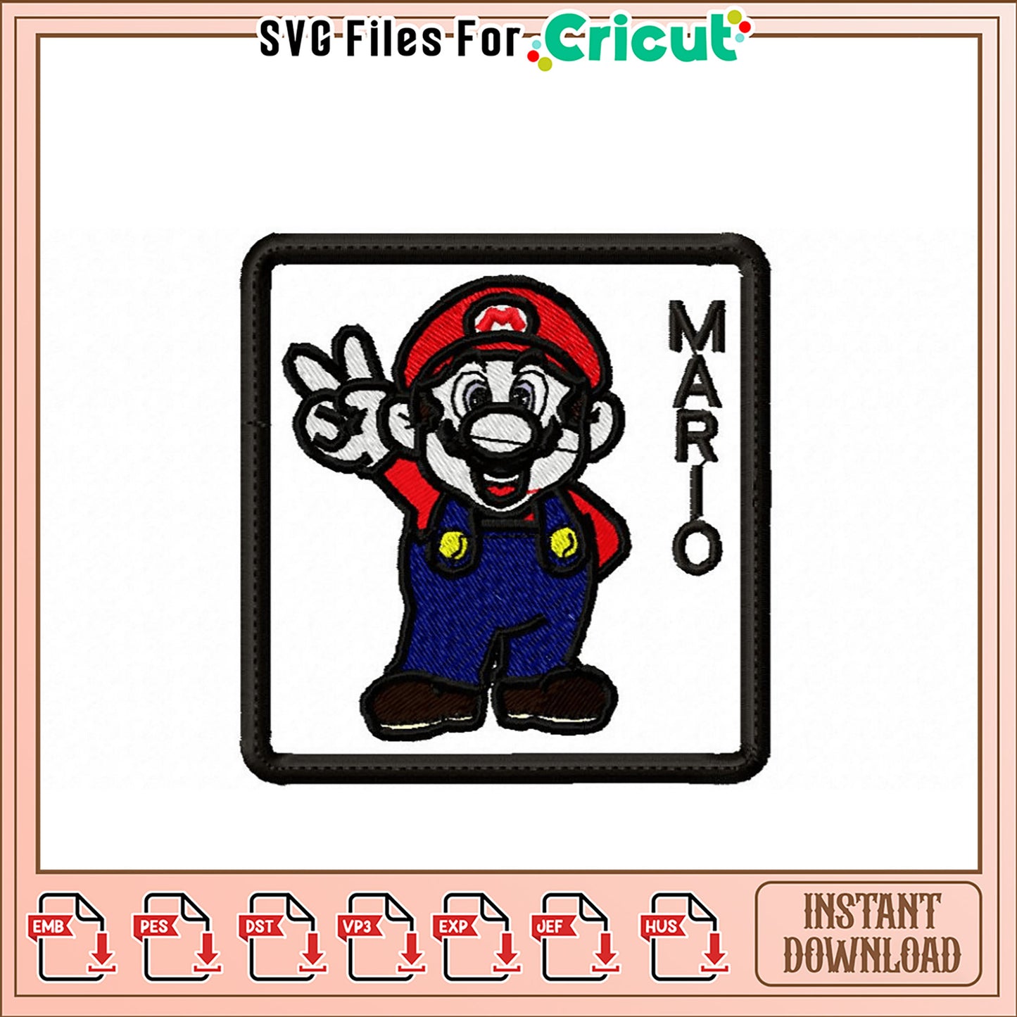 Mario Embroidery Design Instant Download