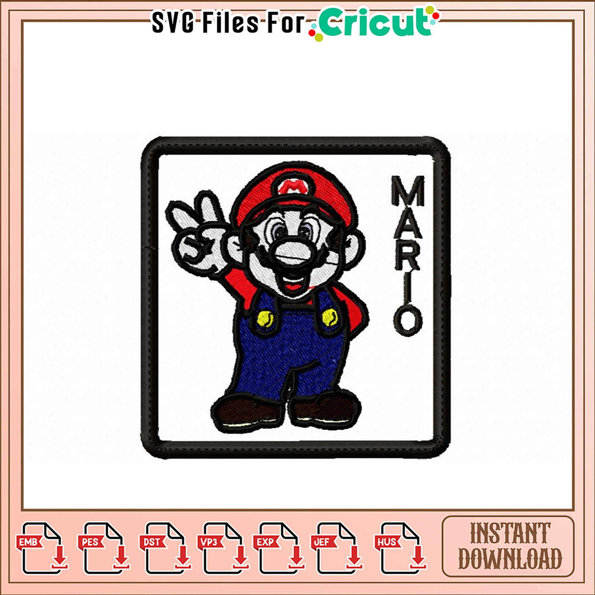 Mario Embroidery Design Instant Download