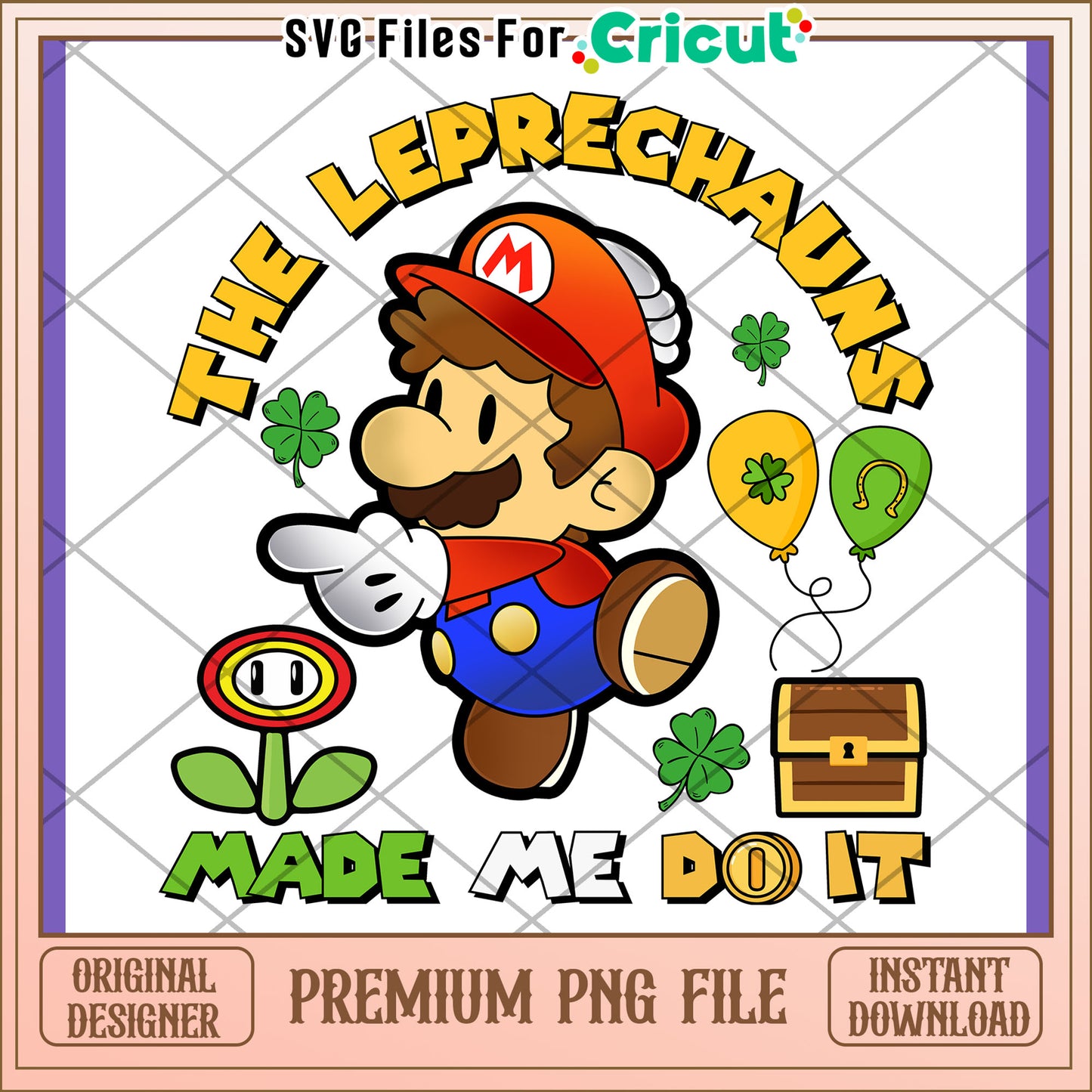 Mario Leprechaun PNG Design Instant Download