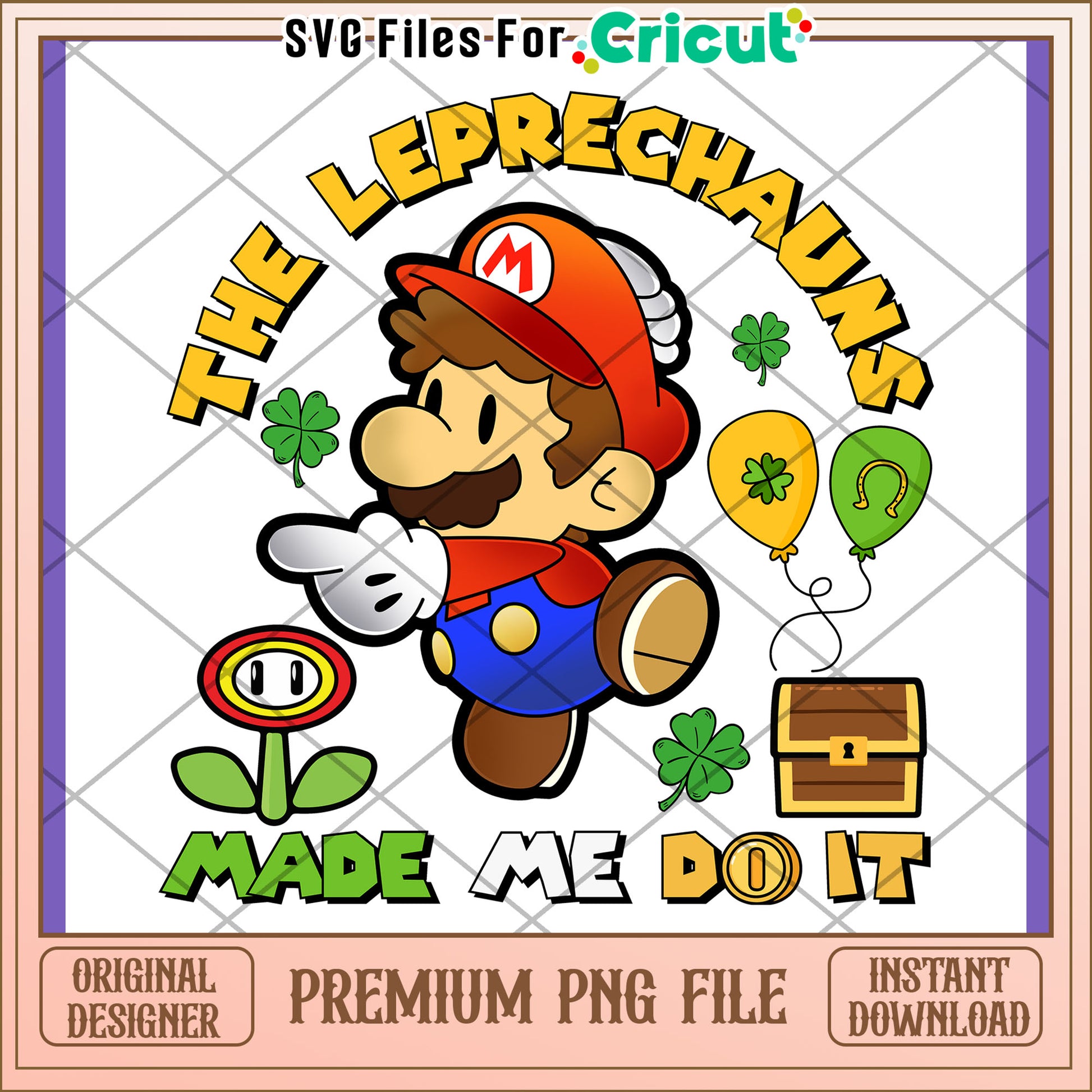 Mario Leprechaun PNG Design Instant Download