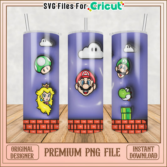 Mario PNG Sublimation Tumbler Design