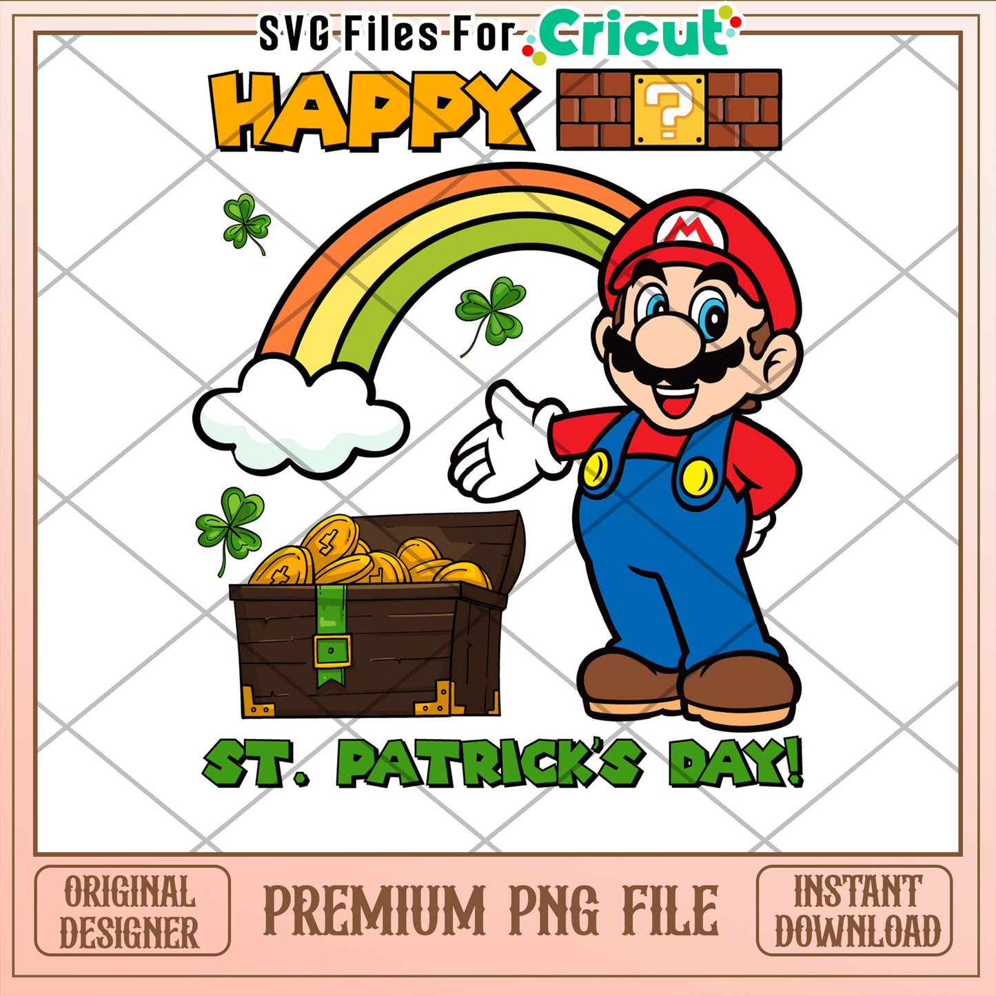 Mario St Patricks Day PNG Cricut File