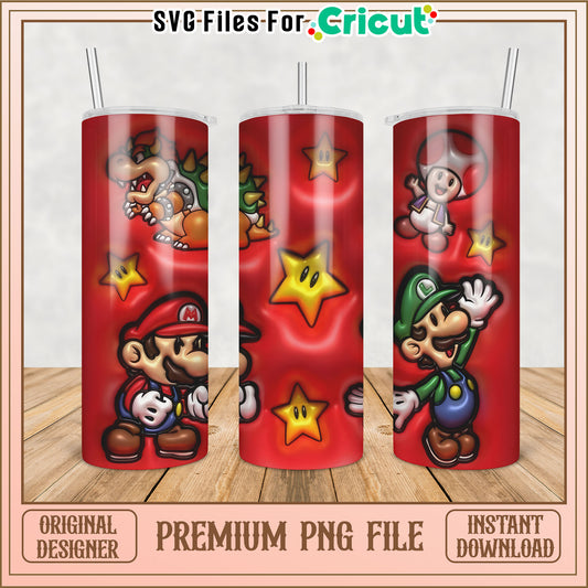 Mario Tumbler PNG Sublimation Design