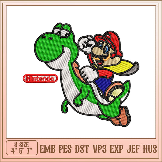 Mario Yoshi Embroidery Design