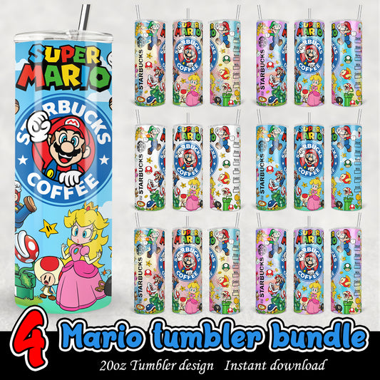 Mario Starbucks Tumbler Bundle, Super Mario 20oz tumbler bundle