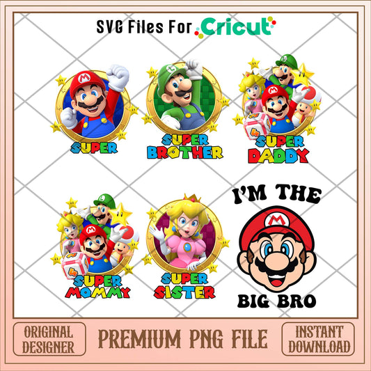 Mario super family members png bundle 