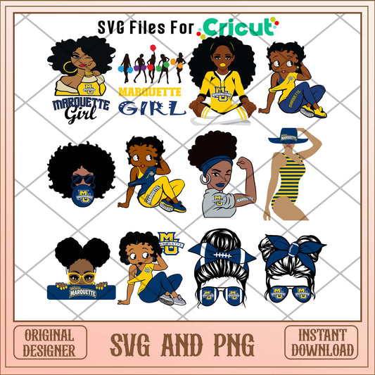 Marquette Golden girl svg, Marquette Golden svg bundle, NCAA svg