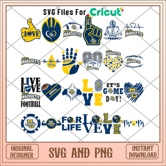Marquette Golden love svg, Marquette Golden svg bundle, NCAA svg