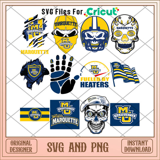 Marquette Golden skull svg, Marquette Golden svg bundle, NCAA svg