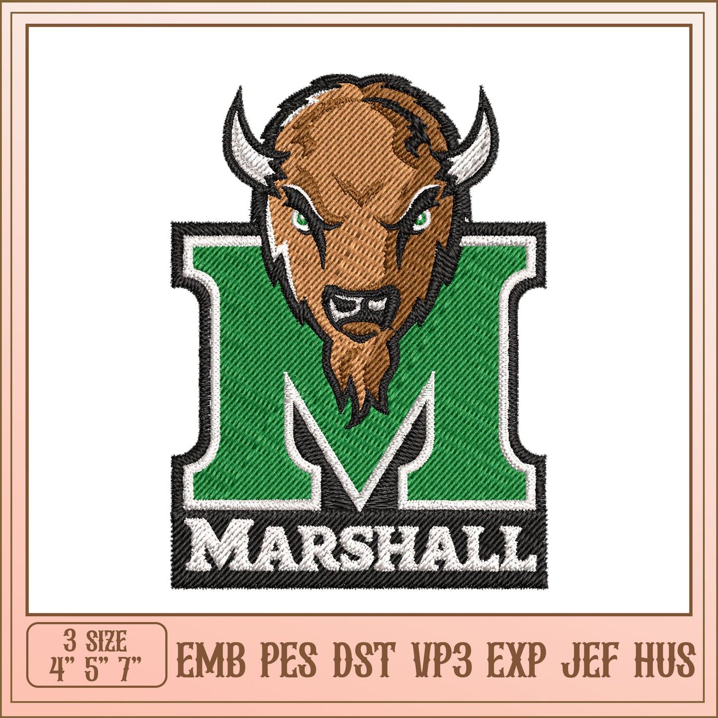 Marshall Bison Embroidery Design