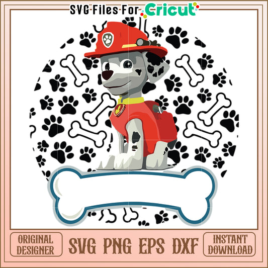 Marshall fireman dog svg, paw patrol characters svg, cute dogs svg