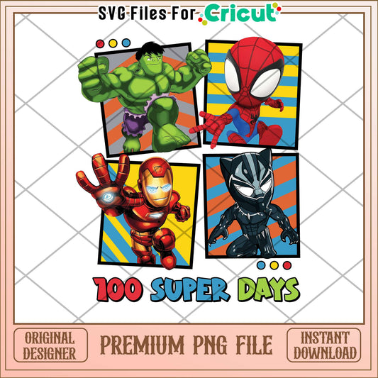 Marvel 100 supper days png, adventure chibi png, marvel png
