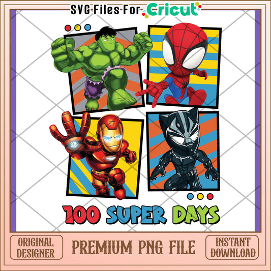 Marvel Heroes PNG 100 Super Days Design