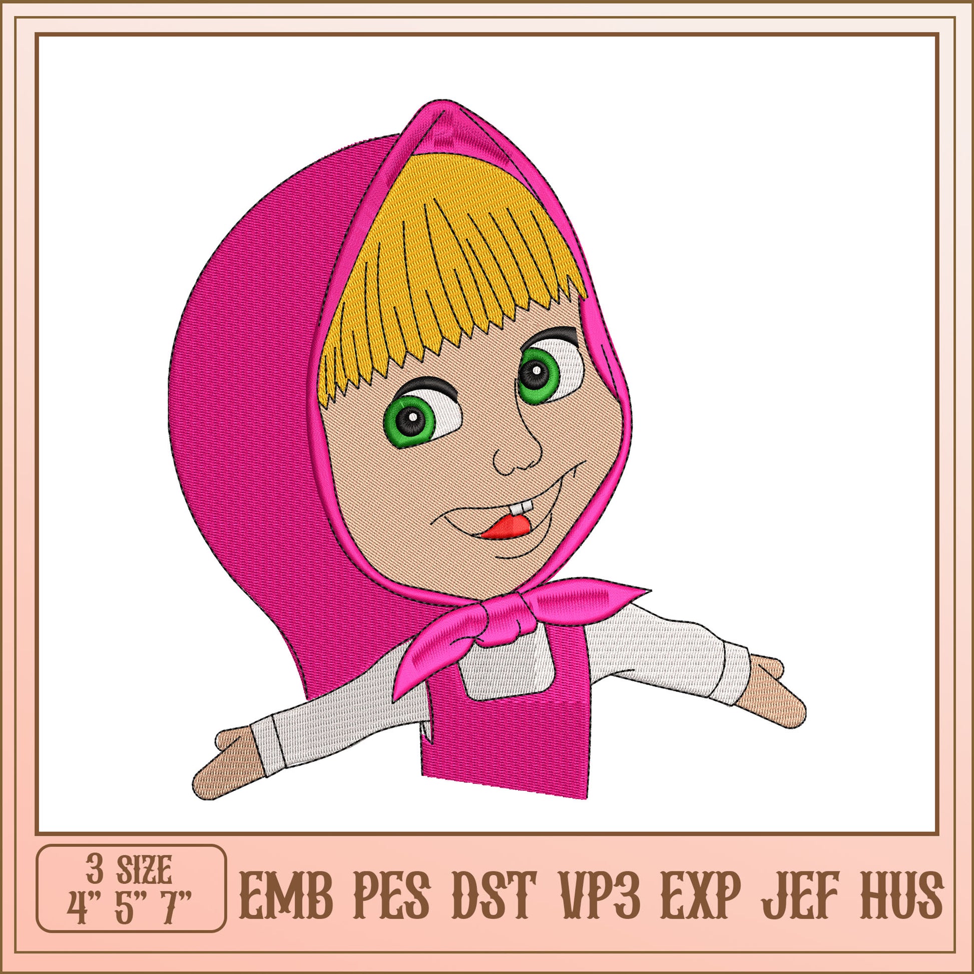 Masha Embroidery Design 3 Sizes EMB PES DST