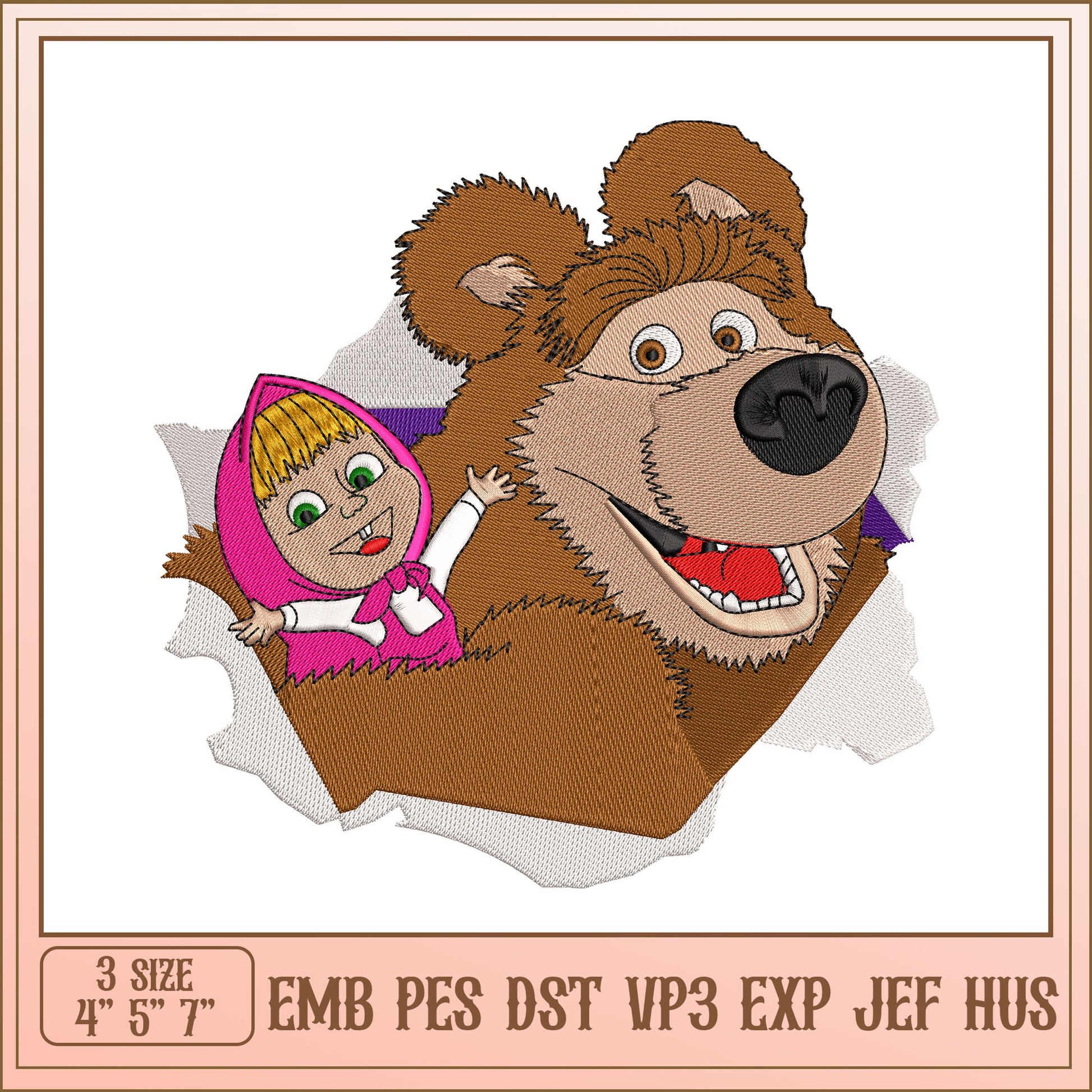 Masha and the Bear Embroidery Design