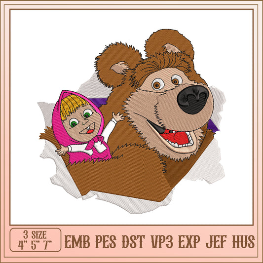 Masha and the Bear Embroidery Design