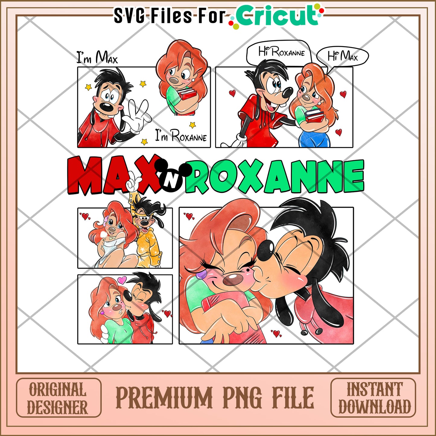 Max and Roxanne Cute PNG Files for Cricut Projects