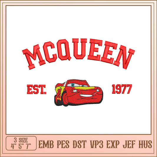 McQueen Lightning Car Embroidery Design