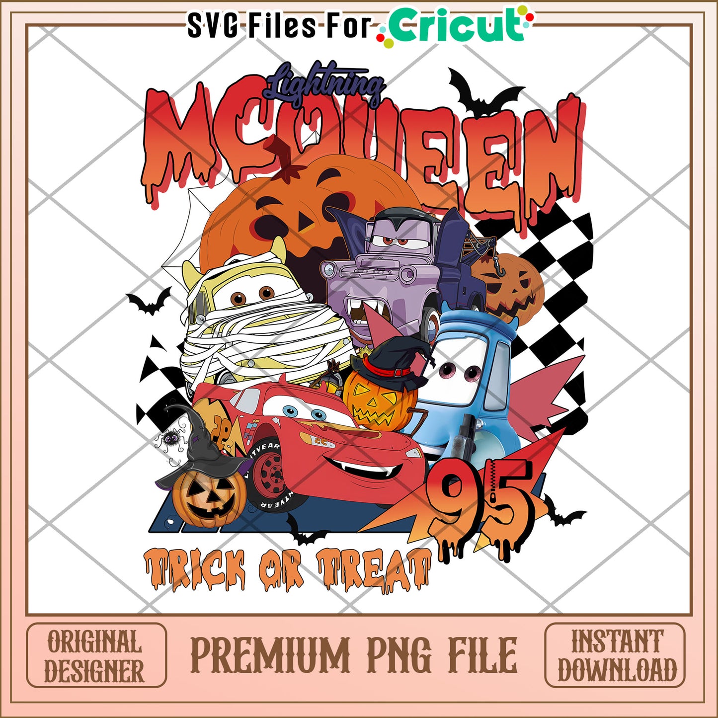 Mcqueen trick or treat png, halloween characters png, halloween season png