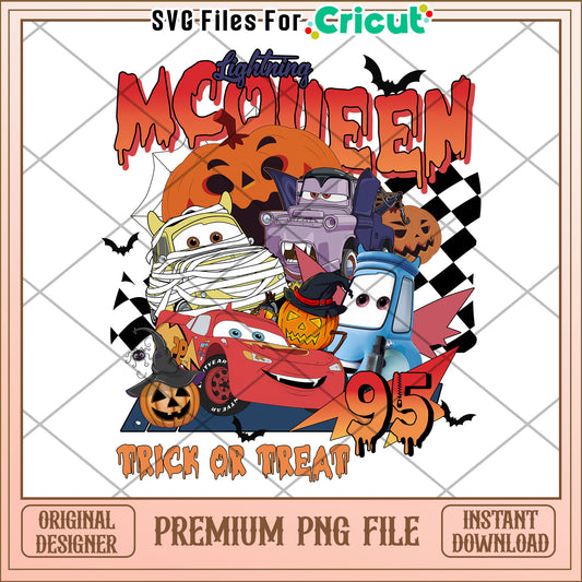 Mcqueen trick or treat png, halloween characters png, halloween season png