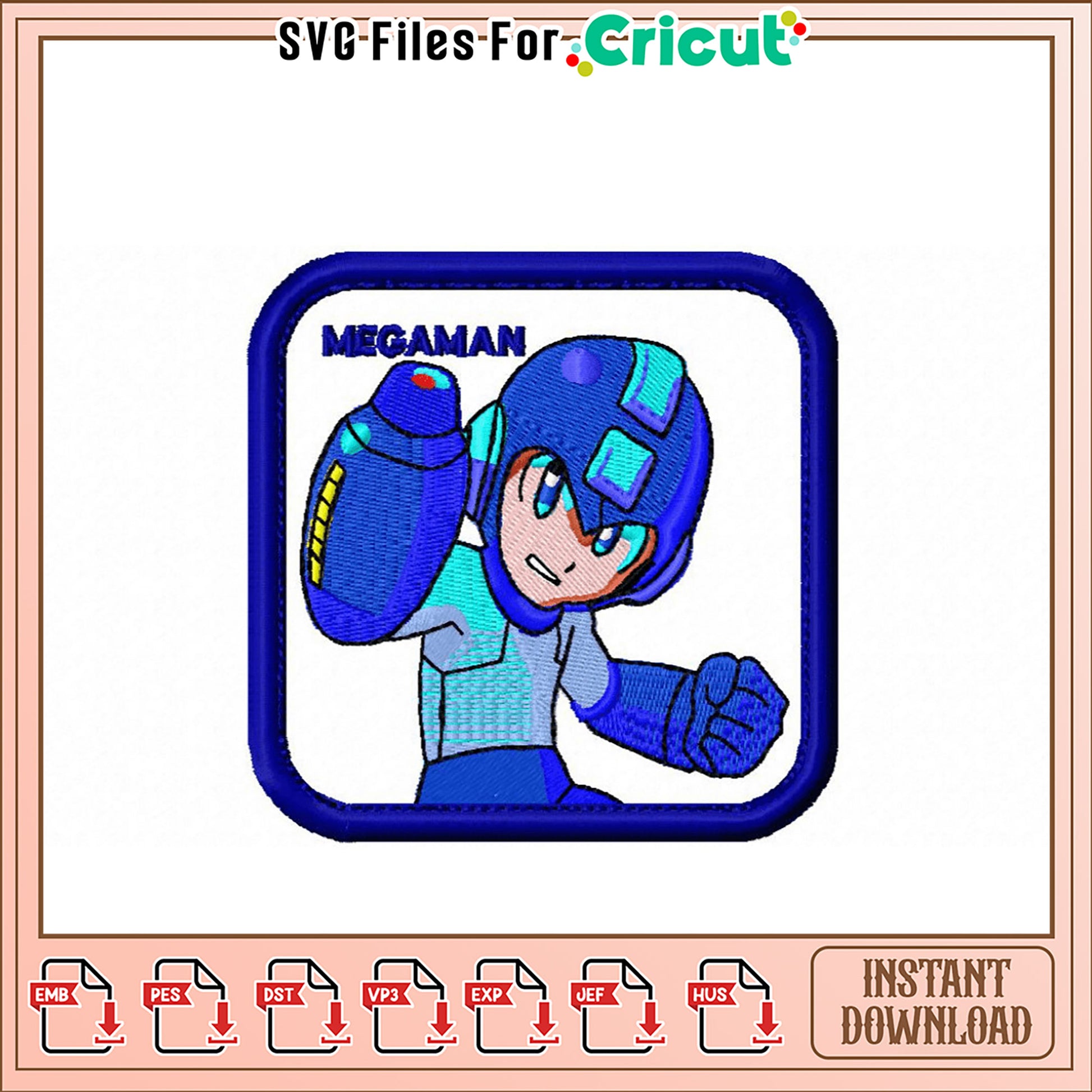 MegaMan Embroidery Design Instant Download