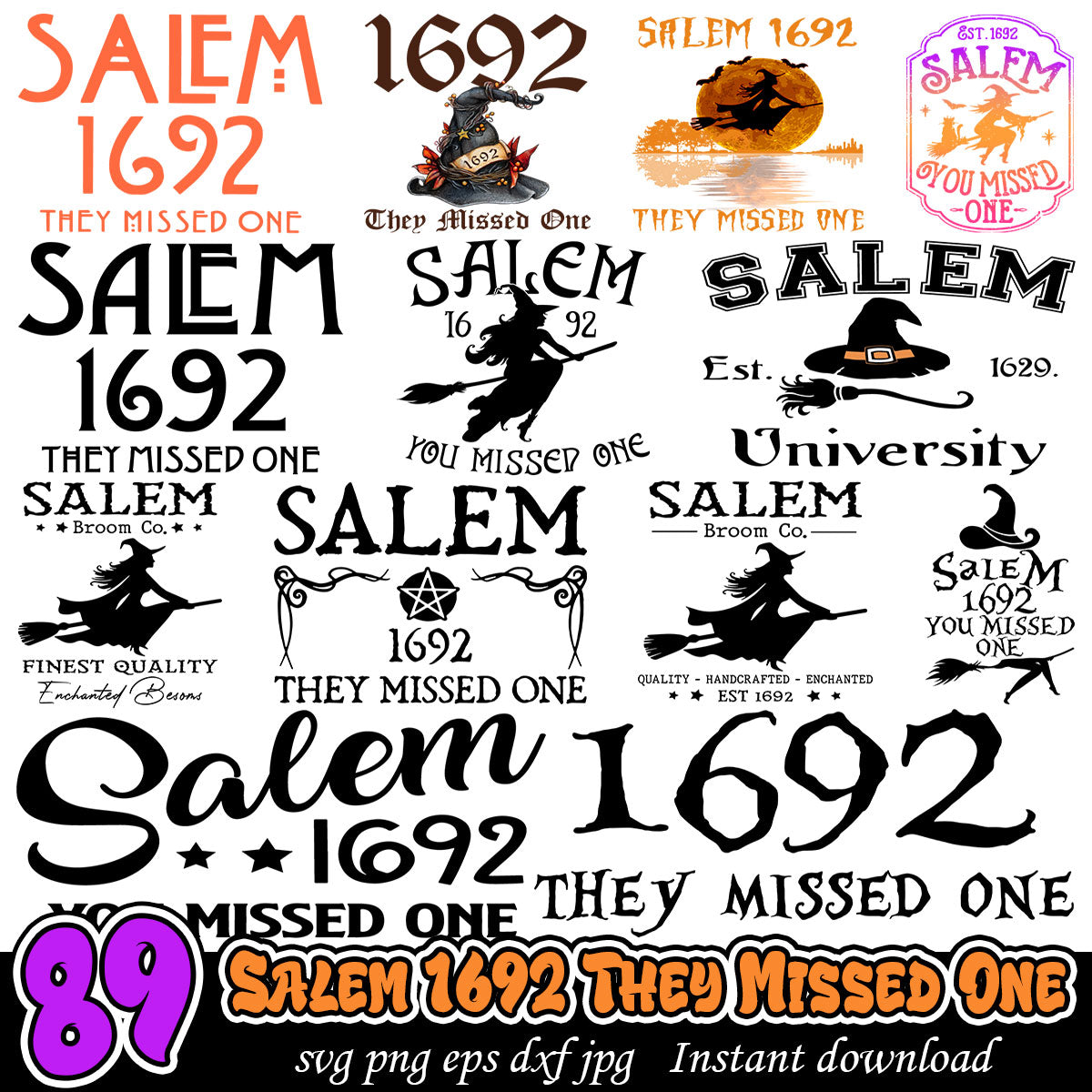 Mega Bundle Salem 1692 They Missed One, Halloween witch bundle