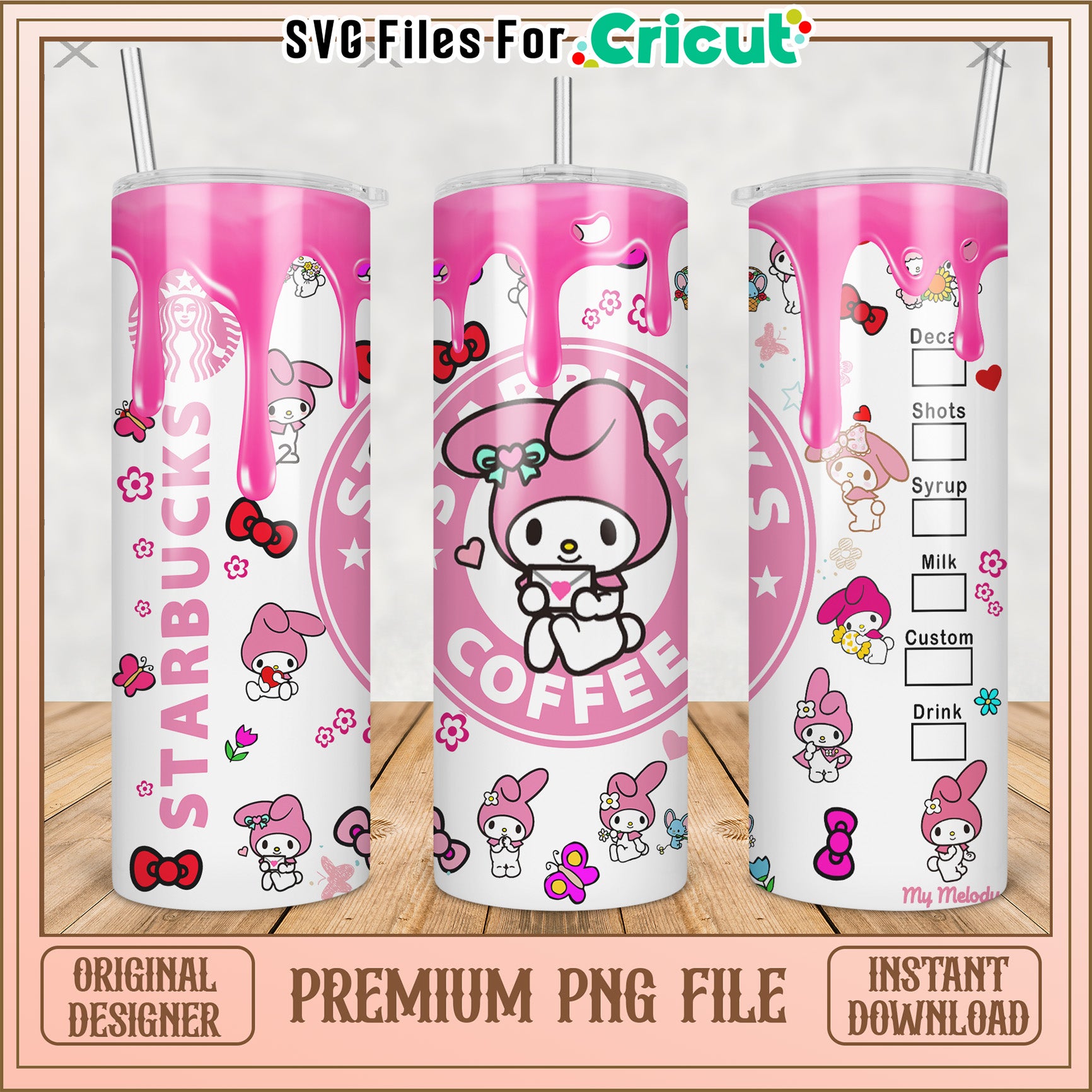 Melody pink tumbler png, lovely cartoon png, melody tumbler png