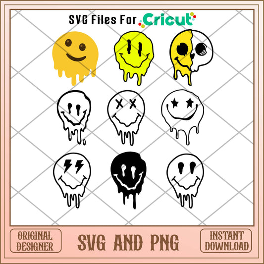 Melting smiley face svg bundle, Cute art svg bundle - Svgfileforcricut