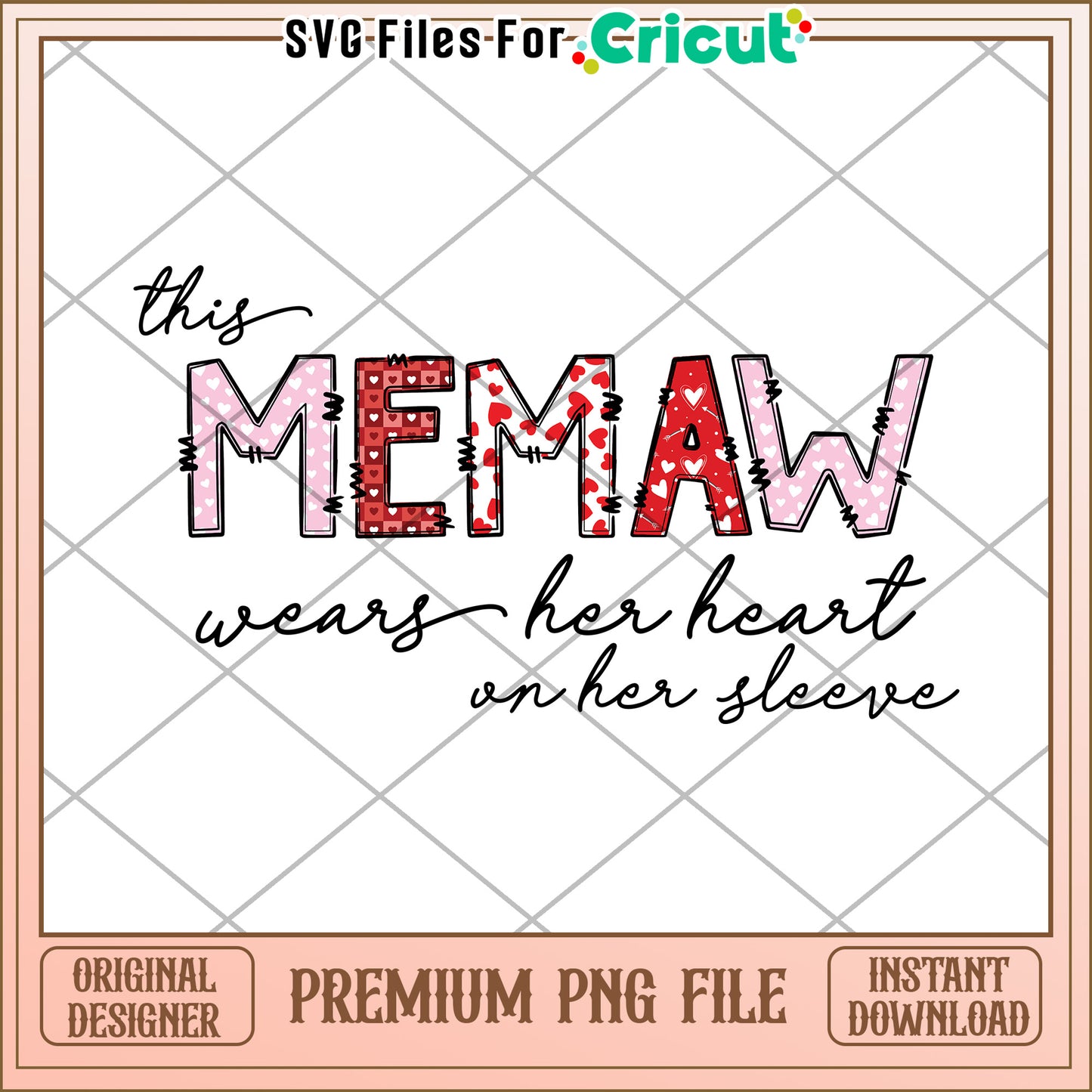 Memaw PNG Heart Design Instant Download