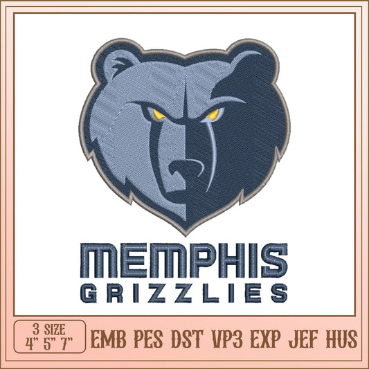 Memphis Grizzlies Embroidery Design