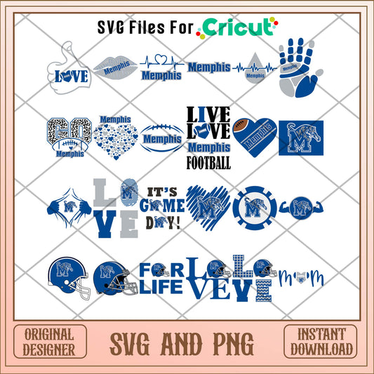 Memphis Tigers love svg, Memphis Tigers svg bundle, NCAA svg