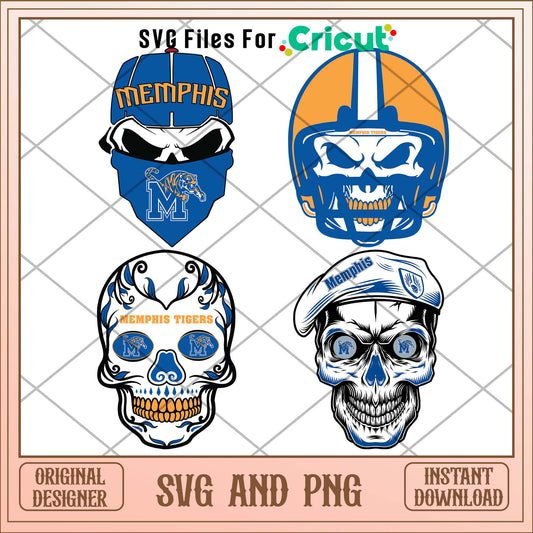 Memphis Tigers skull svg, Memphis Tigers svg bundle, NCAA svg