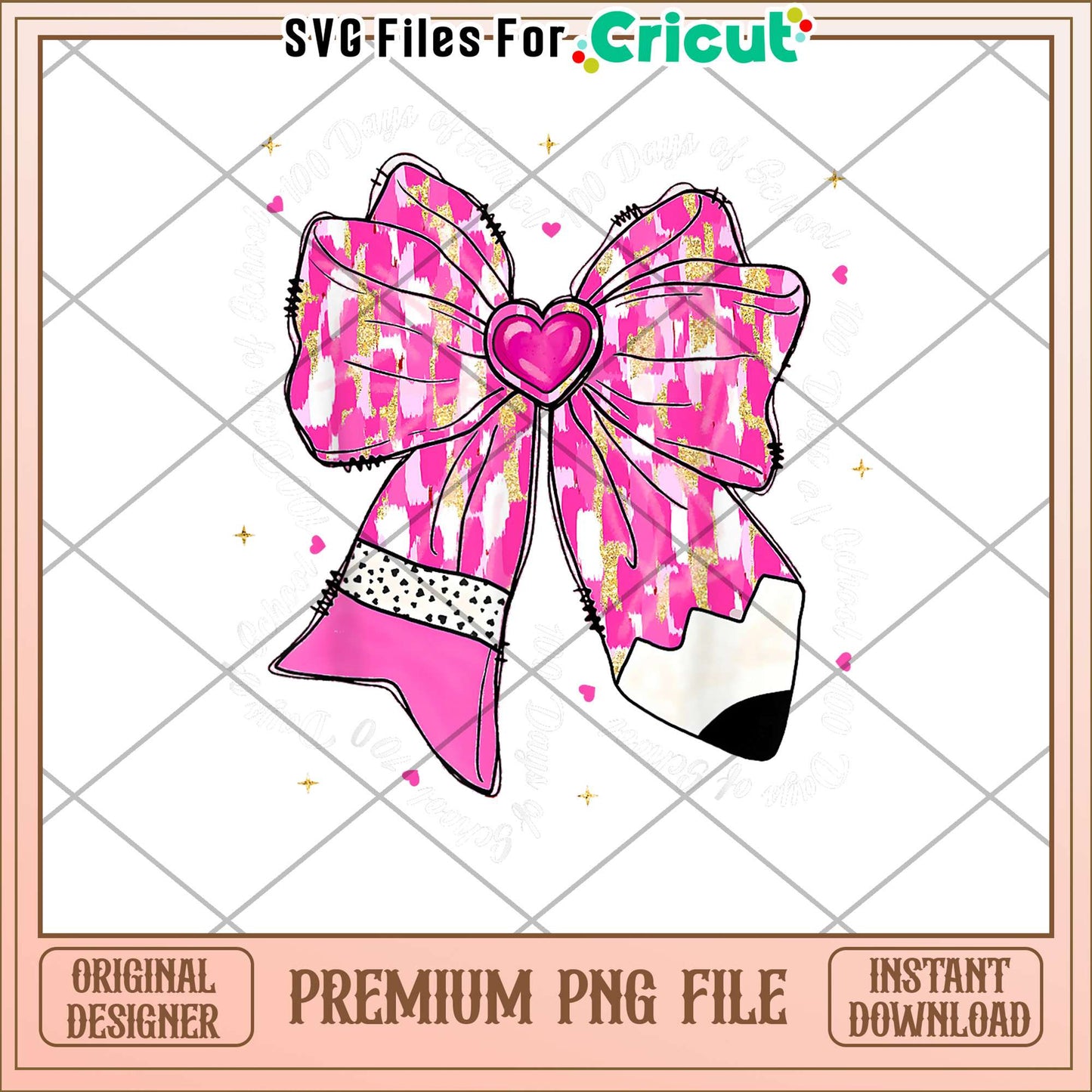 Merch Coquette Bow 100 Days of School Pencil Girls Kids Teacher T-Shirt
