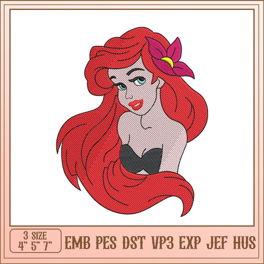 Mermaid Embroidery Design 3 Sizes