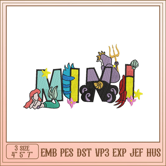 Mermaid Minnie Embroidery Design