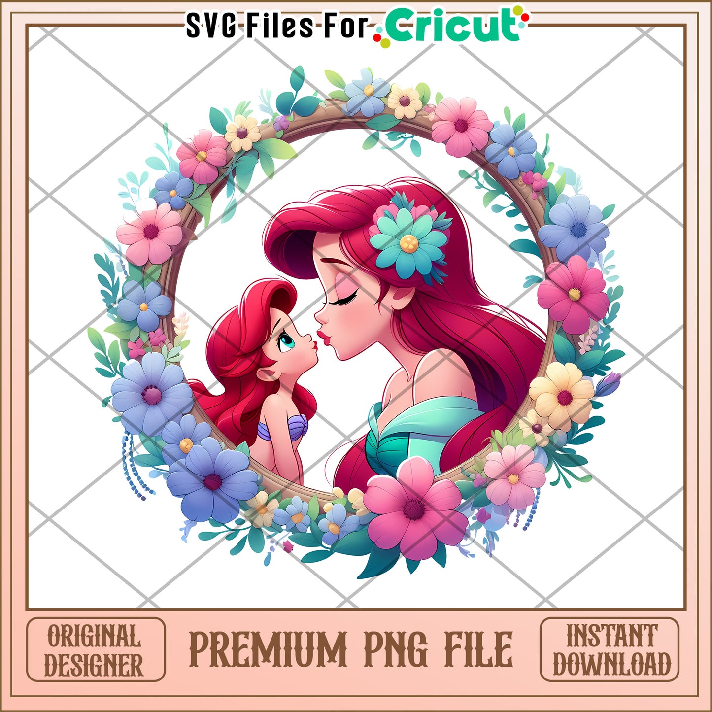 Mermaid Mom & Daughter PNG Floral Design