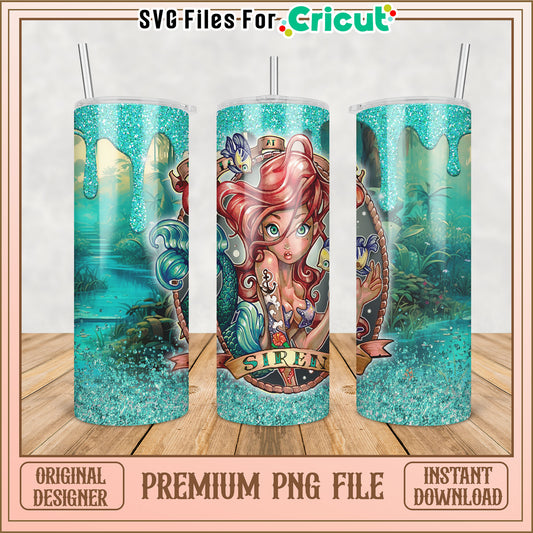 Mermaid Siren Glitter Tumbler PNG